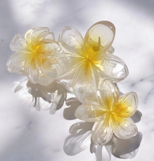 Pince à cheveux en forme de fleurs jaune