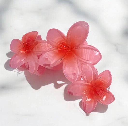 Pince à cheveux en forme de fleurs rouge