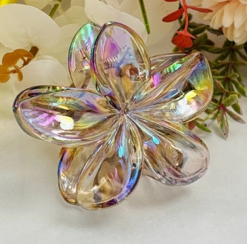 Pince à cheveux fleurs brun